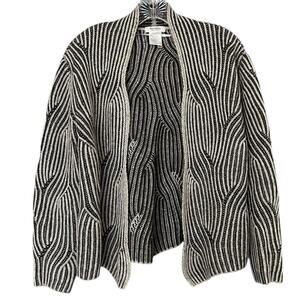 Bartolini Wool Alpaca Blend Cardigan Women's S Textured Open Front Gray Black